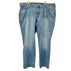 Levi’s Classic Straight Mid Rise Jeans Plus Size‎ 24W Light Wash Cotton Zip NEW